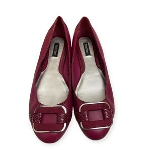 WHITE HOUSE BLACK MARKET Pink Lidia Ballet Flats Snakeskin Buckle Accent. Sz. 10